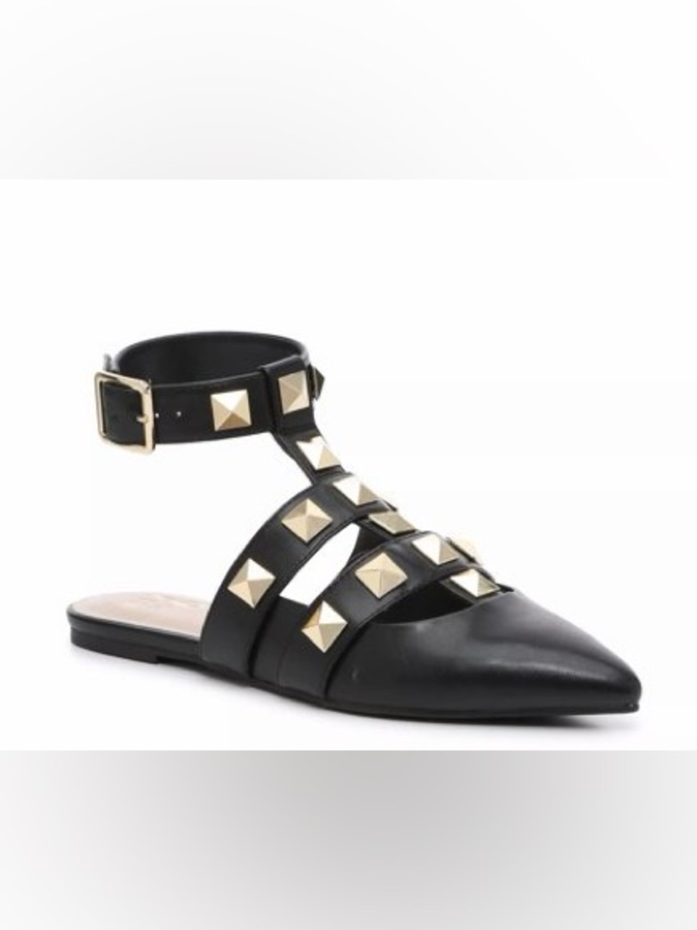 Mix No. 6 India Stud Flat - Studded Pointed Flat Sandals Black Gold hardware NWT